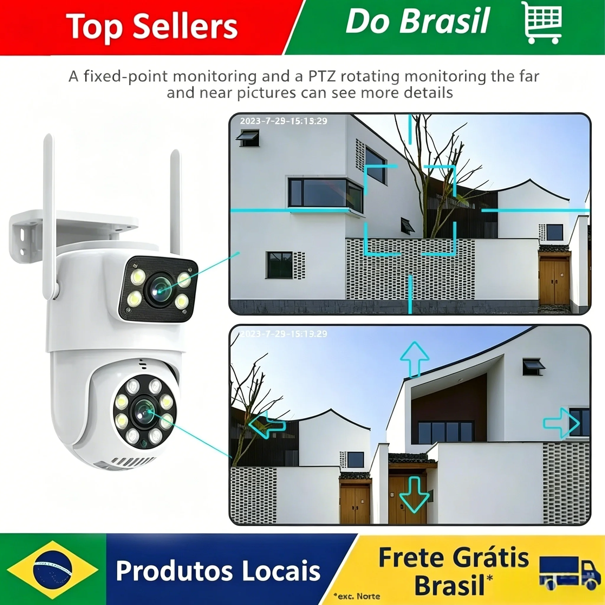 Câmera WIFI JORDAN 5K com Lente Dupla, Full HD, Tela Dupla, Rastreamento Automático de Pessoas com IA, Câmera PTZ para Vigilância de Segurança Externa