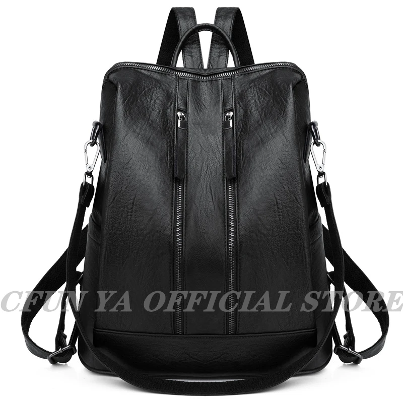 CFUN YA New Leather Women Backpack High Quality PU Female Bag Bucket Lady Shoulder Packs Big Capacity Backpacks Travel Rucksack 3