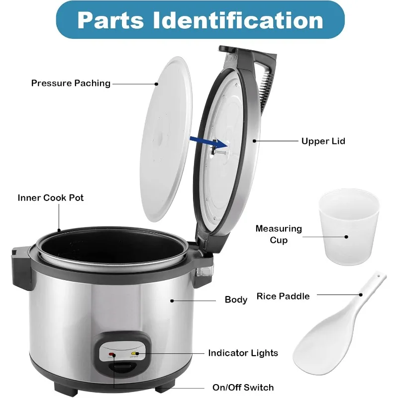 60-Cup (Cooked) Commercial Rice Cooker and Warmer,Nonstick Aluminum Inner Pot is removable 2
