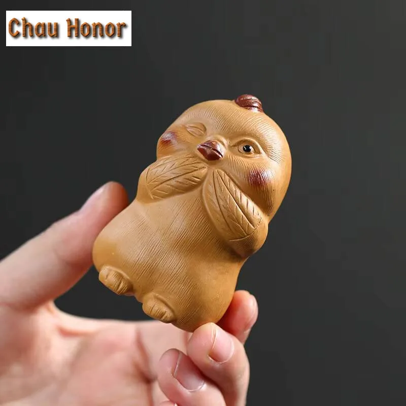 Creative Zodiac Chicken Tea Pet Raw Ore Section Mud Yixing Zisha Tea Figurine Tea Statue White Tea Cafes Accessories Ornaments