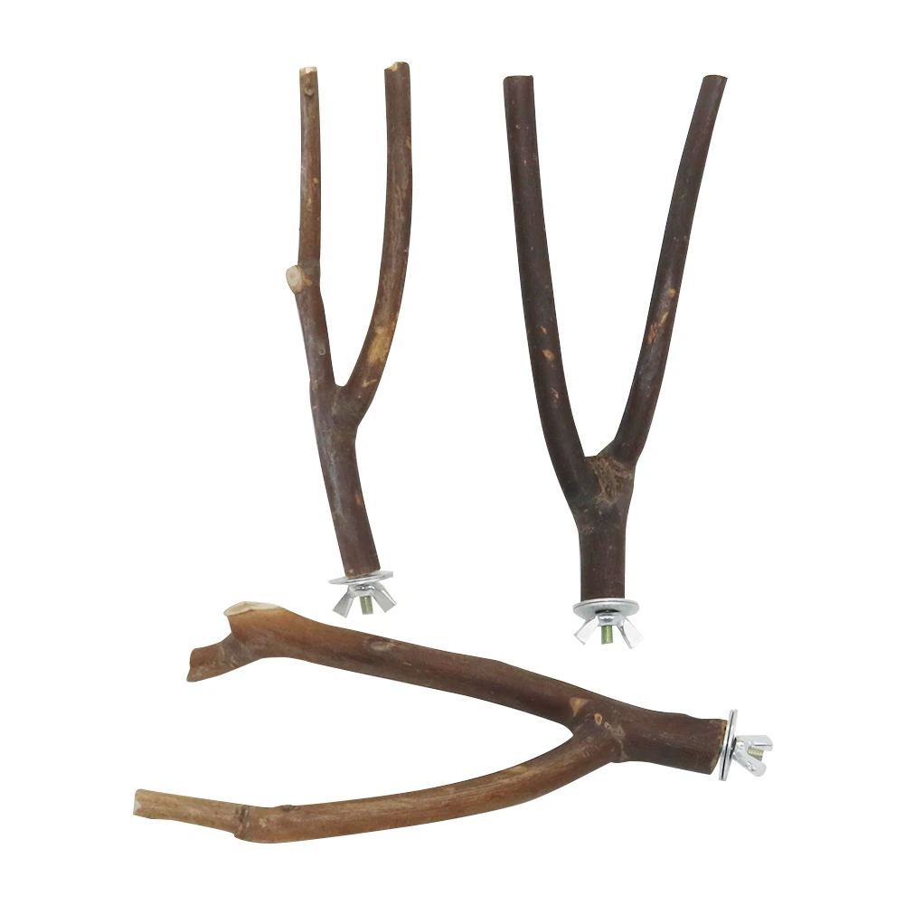 1 Pc Pet Bird Tree Fork Stand 15cm Parrot Log Branch Stand Bird Toy Hamster Small Animal Perch Bird Stand Natural Accessories 5