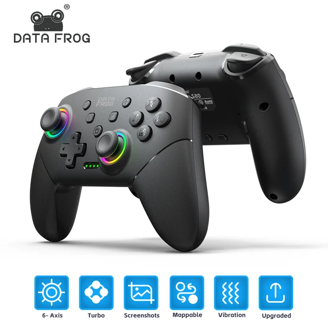 DATA FROG Wireless Pro Controller For Switch / Lite / OLED Model PC Gaming Joystick Dual Vibration Turbo