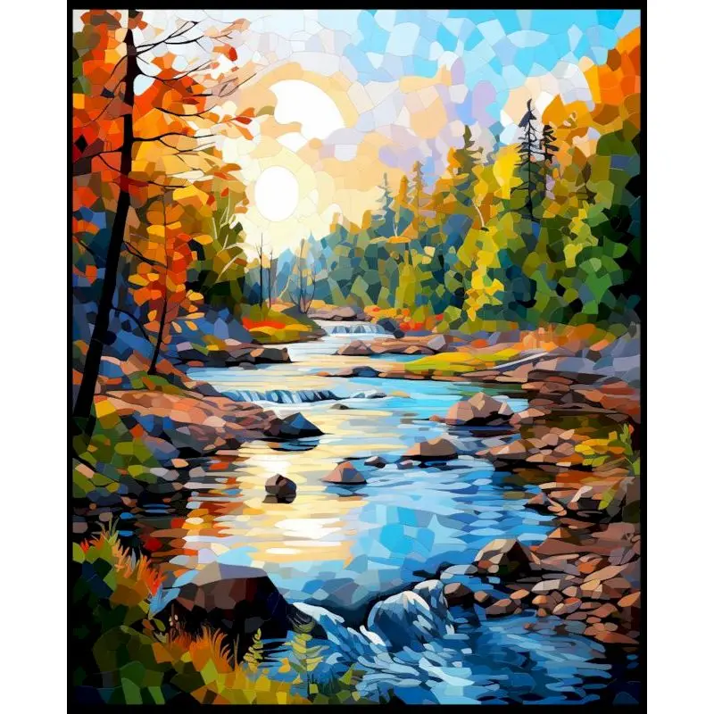 キャンバス上の風景番号による油絵,40x50cm,フレームレス,家の装飾