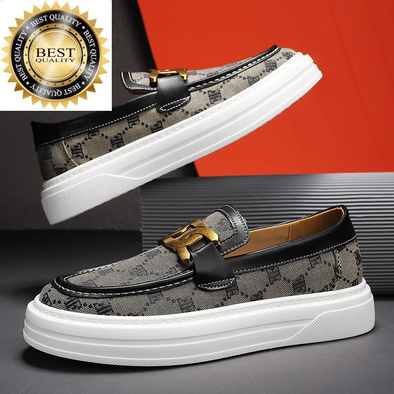 

Men's Classic Summer Fashion Printed Loafers Flat Leather Casual Shoes Slip-on Breathable Platform Zapatos Hombre
