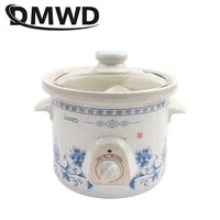 DMWD 1.5L Household Electric Mini Slow Cooker Mechanical/Smart Timer Stewing Soup Porridge Pot Ceramic Linner Food Cooking Maker 2