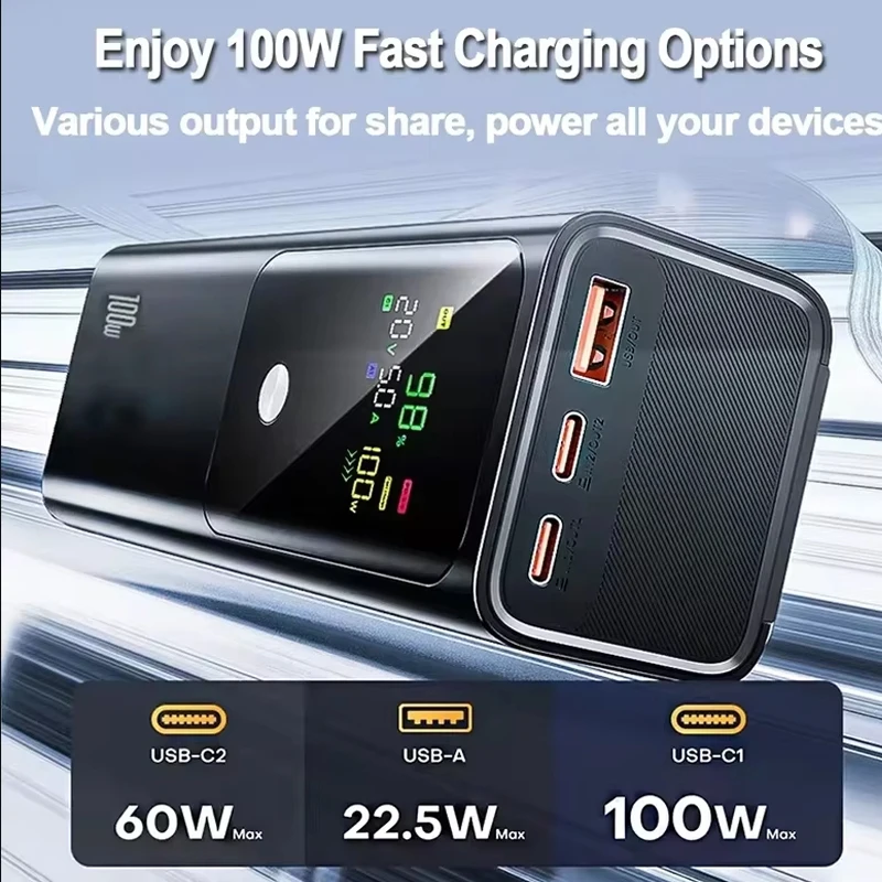 20000mAh PD100W Power Bank Super Fast Charging External Spare Battery Large Capacity Portable Powerbank For Laptop iPhone Xiaomi 4
