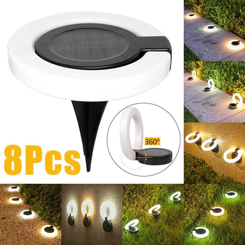 8pcs outdoor solar powered courtyard lights led waterproof balcony hollow out home garden villa lawn atmosphere decoration lamps 8Pcs Solar Buried Lights Outdoor Waterproof  Balcony Garden Atmosphere Villa Lawn Outlook Decoration Staircase Small Night Lamps