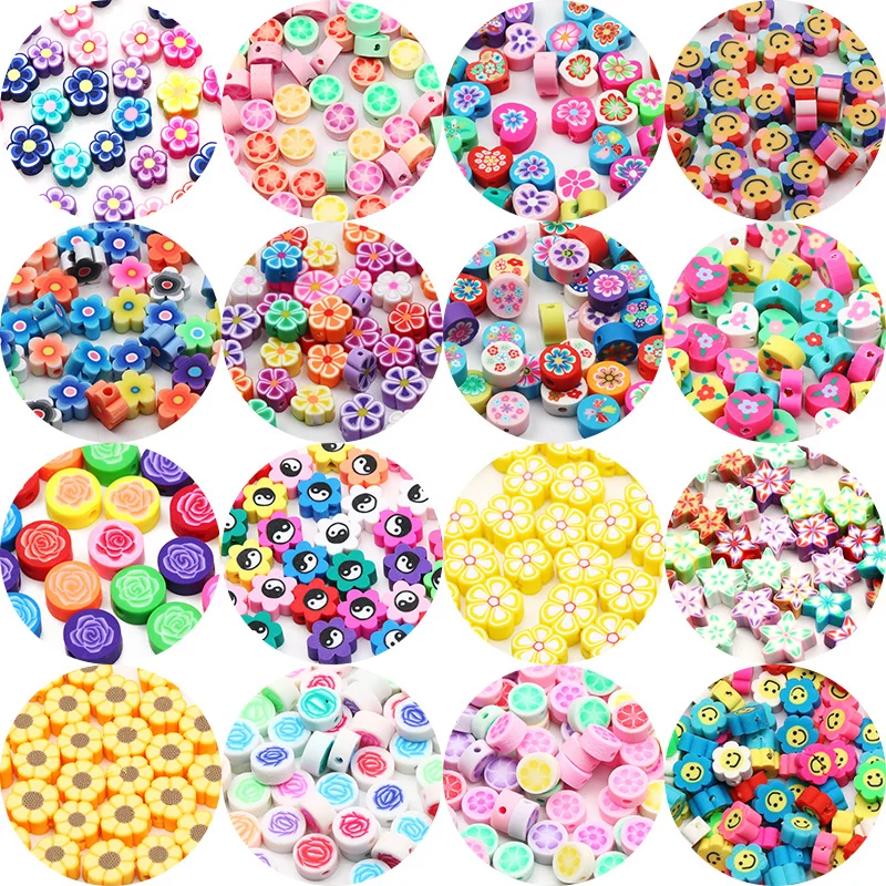 20/50/100 stücke 10mm Mix Blume Ton Spacer Perlen Handgemachte Polymer Clay Perlen Für Schmuck Machen diy Armband Halskette Zubehör