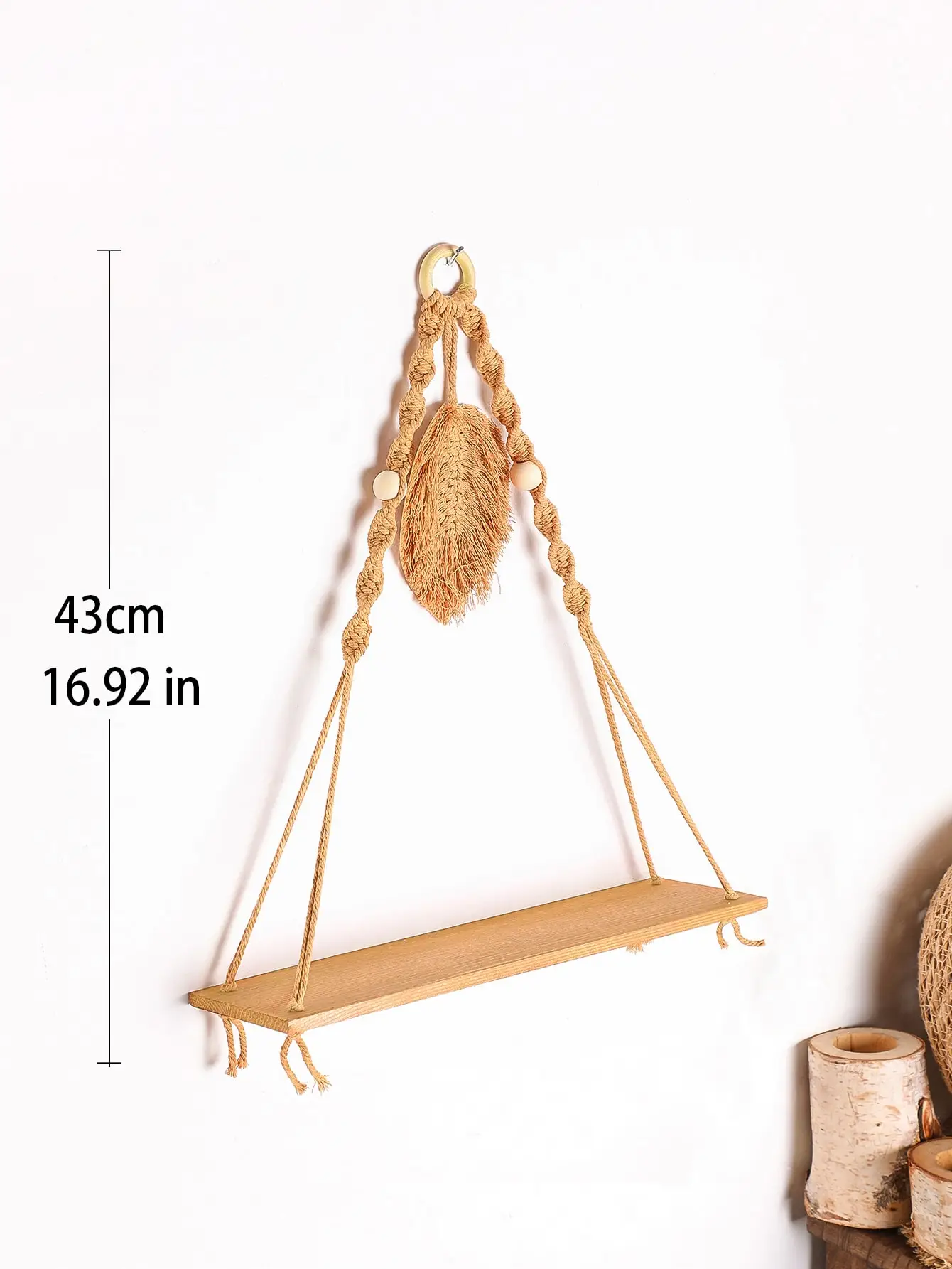짠 잎 모양 술 부동 벽 선반 식물 꽃 냄비 트레이 나무 디스플레이 스탠드 Boho 현대 홈 장식 벽 장식