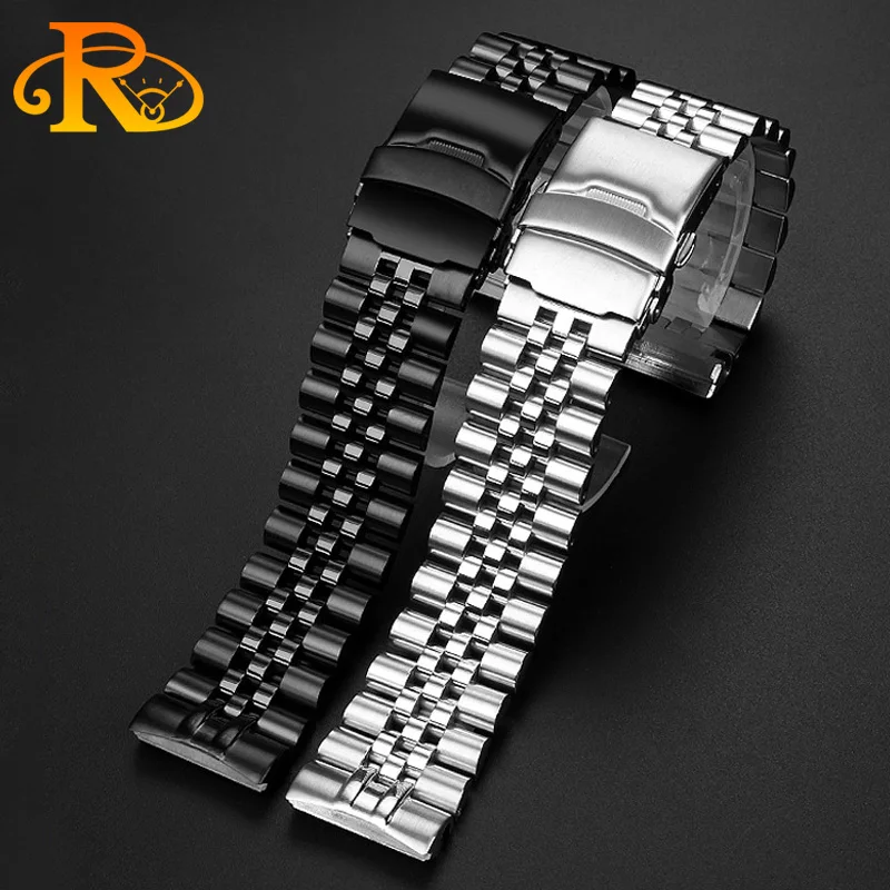Solid stainless wristband For Seiko steel watch strap abalone