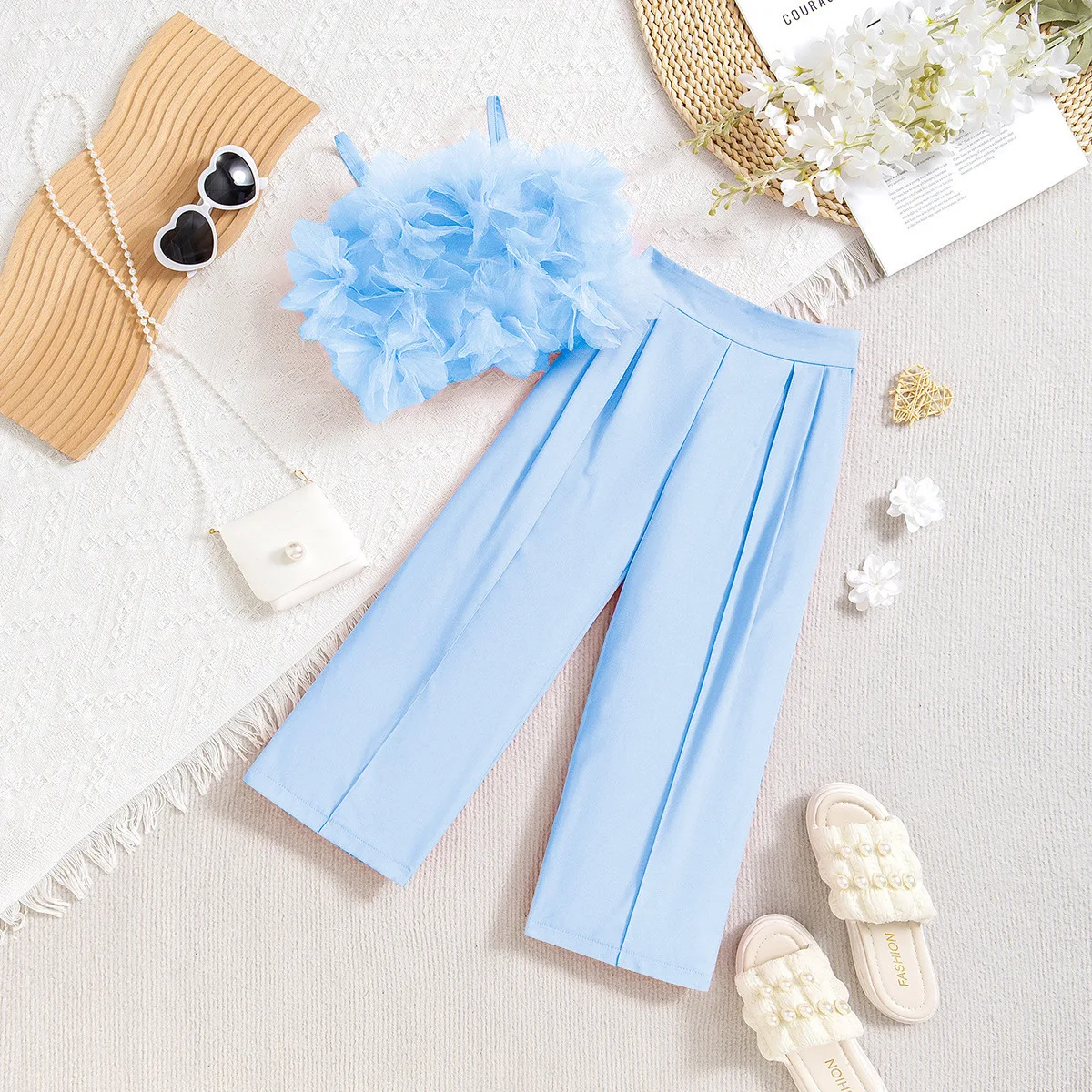 Girls Crepe Flower Summer Set 5