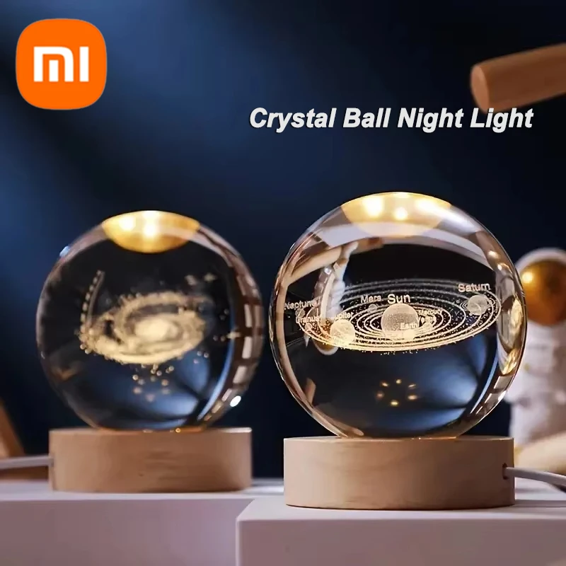 Crystal Ball Lights Xiaomi Christmas Unique 3D Crystal Ball Lights With Galaxy And Planetary Projection USB Nightlights Atmosphere Lights Child Gift