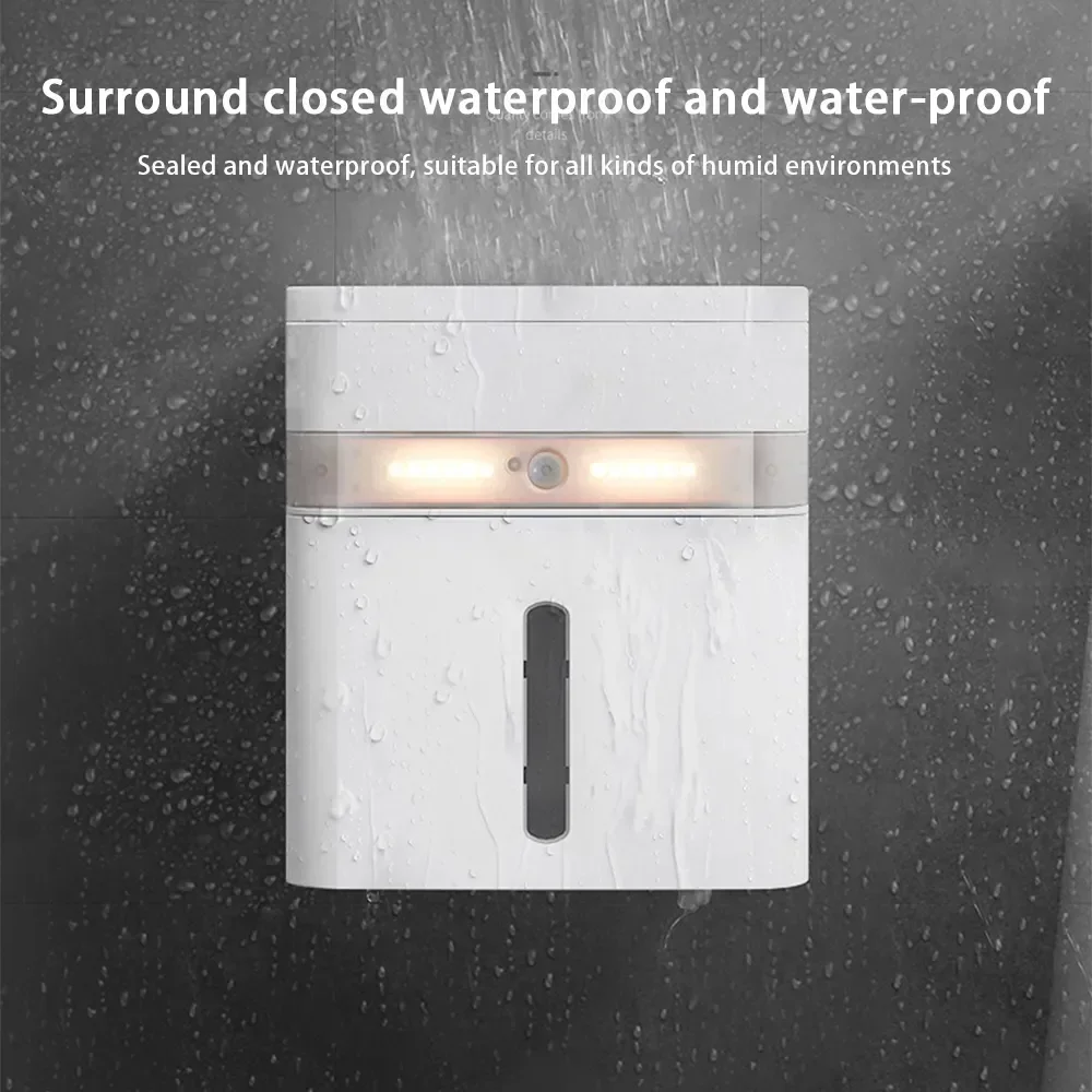 

Toilet Bathroom for Induction Tissue Box Smart Towel Light Paper Mounted Dispenser Wall LED Waterproof Holder