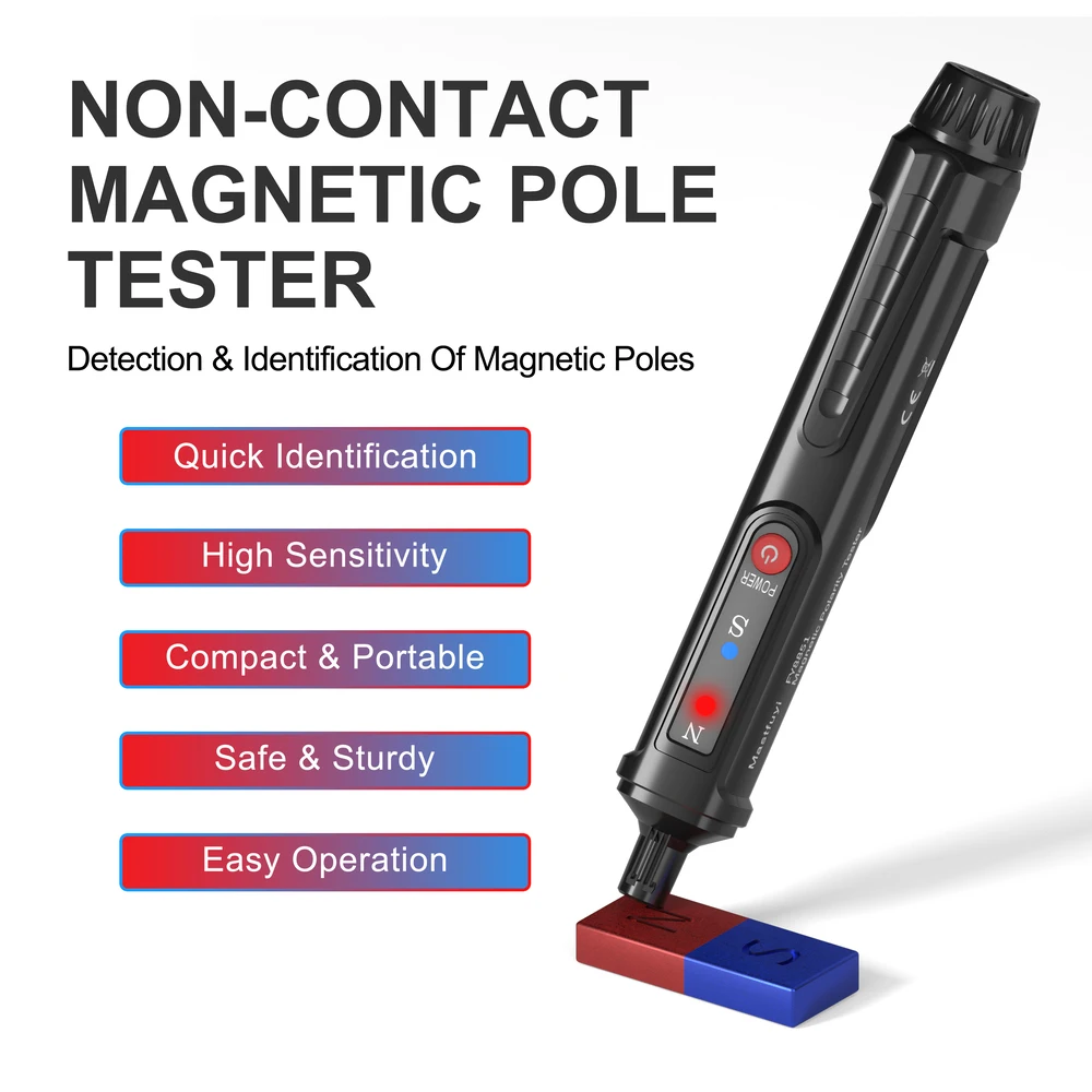 MASTFUYI FY8851 Magnetic Polarity Tester N/S Pole Identify Tool North & South Magnetic Pole Identifier Magnet Detector 2