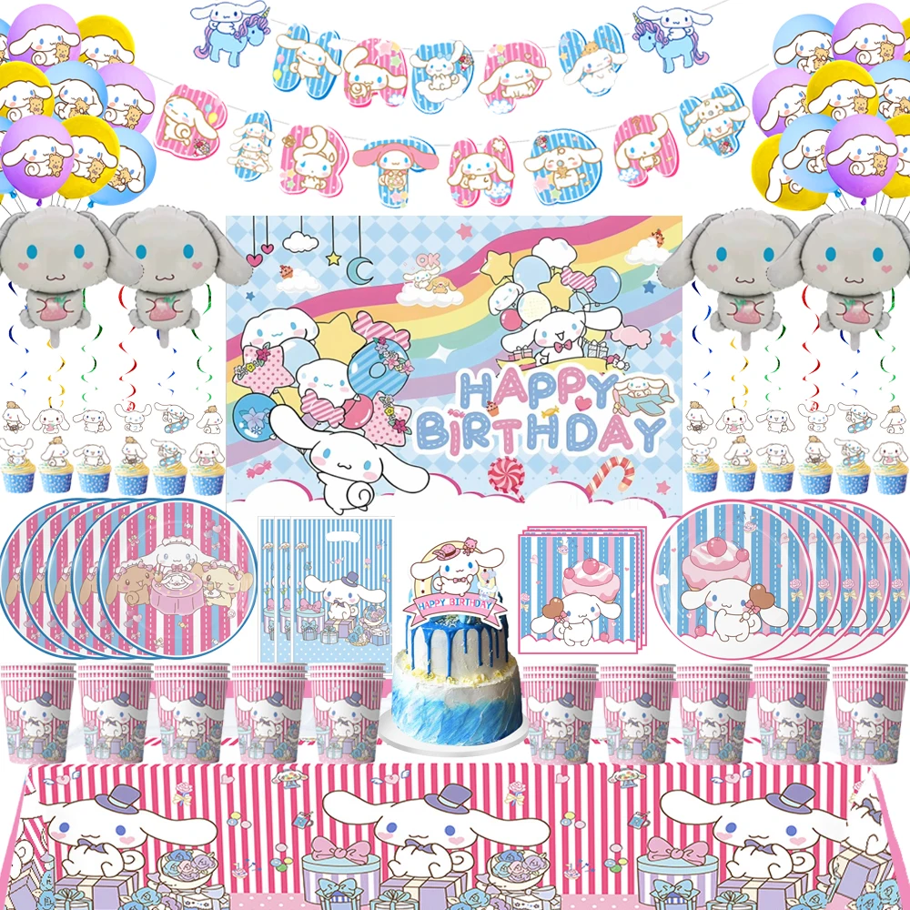 

Cinnamon Roll Children's Birthday Party Decoration Big Ear Dog Theme Party Tableware Supplies Girl's Favorite Balloon Toy Gift
