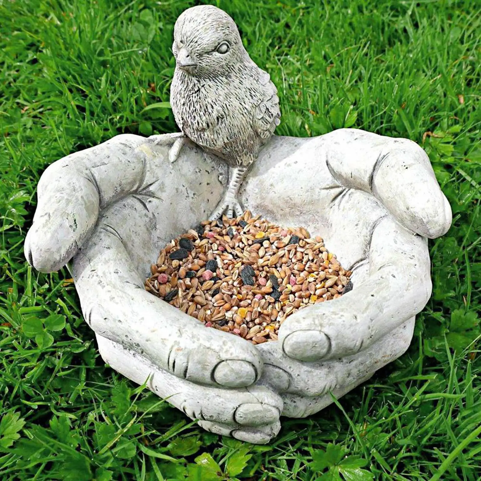 

1pc Decorative Stone Effect Bird Bath Feeder Hand Garden Decoration