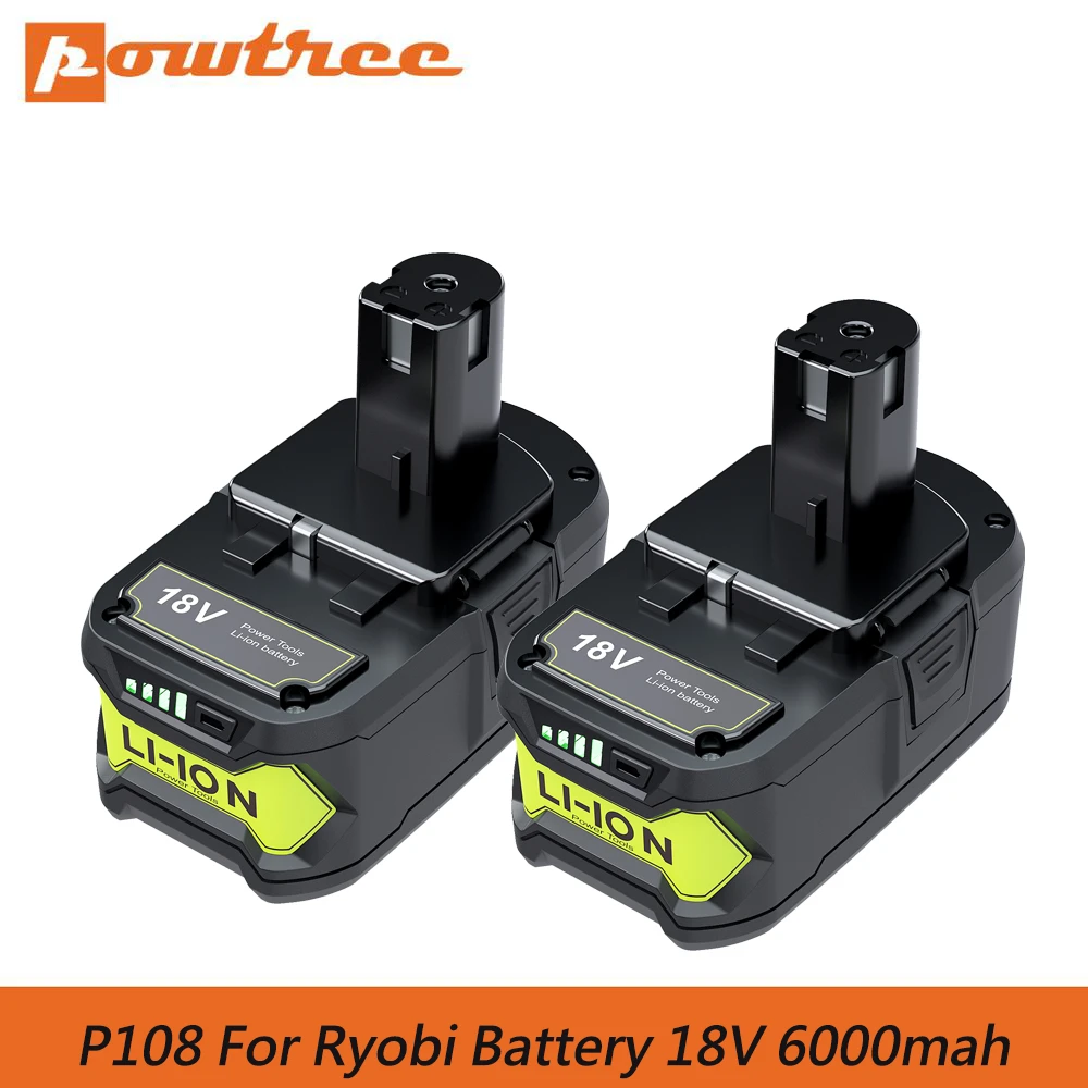 6.0ah 18v Replacement Battery For Ryobi 18v Lithium Battery For P108