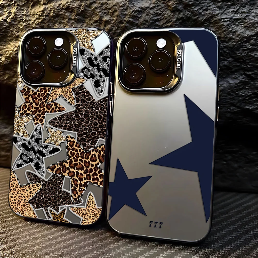 Cool Black Leopard Print Star Matte Phone Case