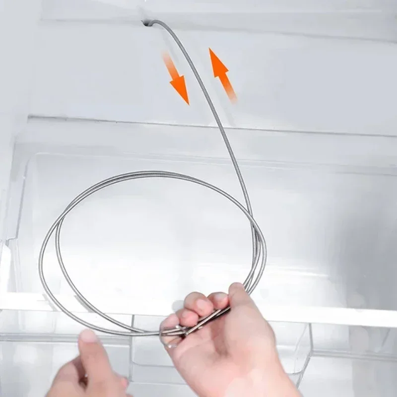 Long Flexible Refrigerator Drain Dredge Stainless Steel Kitchen Drain Tube Pipe Cleaning Brush Fridge Drain Hole Dredge Tool 5