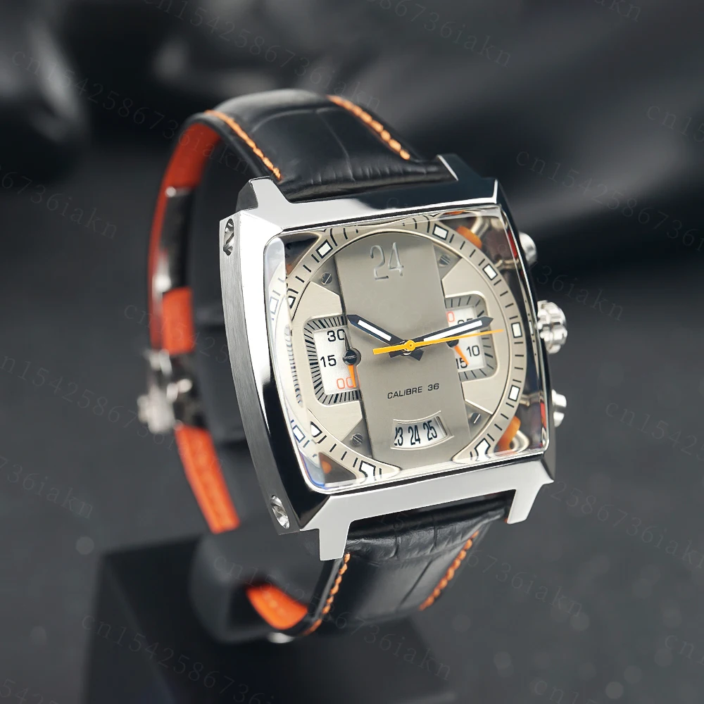 2022Fashion New Men's Color Bar Square Dial Sapphire Mirror Stainless Steel Leather Strap Sports Leisure Waterproof Quartz Watch
