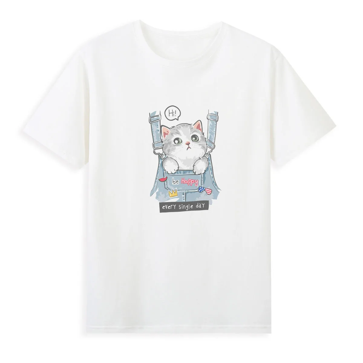

Футболка с изображением милого кота и креативным принтом, летний топ с коротким рукавом, женские повседневные футболки, дешевая женская одежда A0137