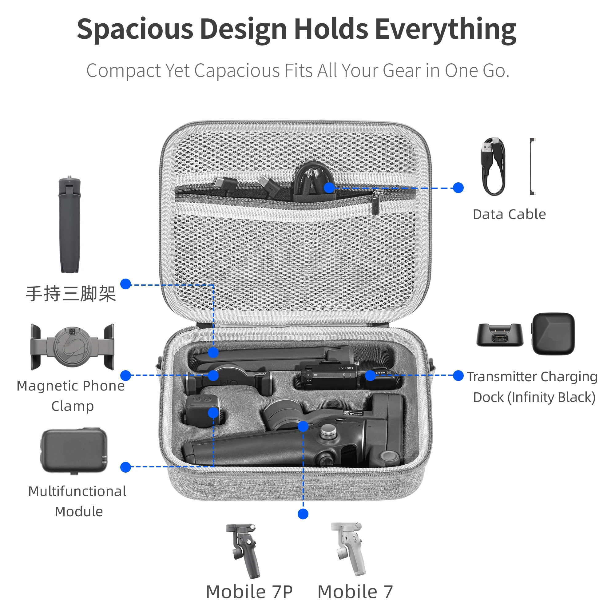 Tomat Osmo Mobile 7P Case,Nylon Portable Shoulder Bag Storage