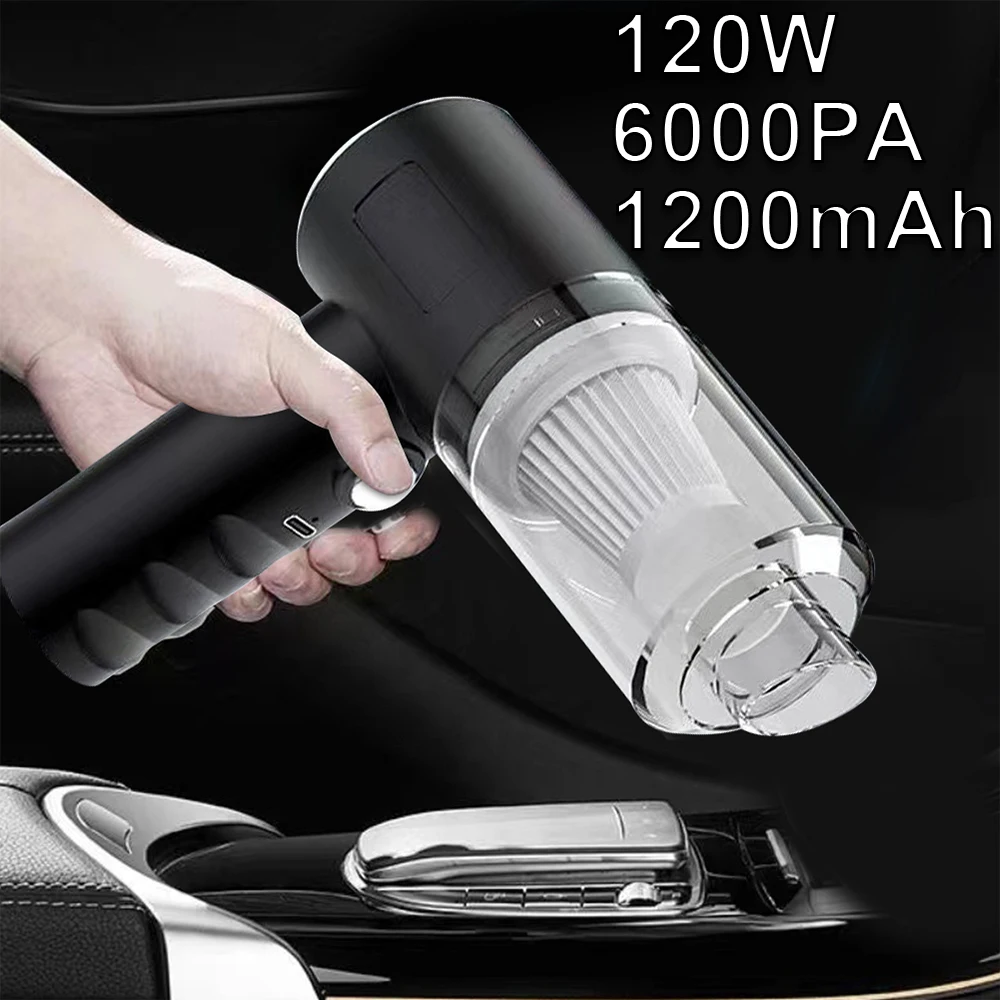 Car Hoover 6000PA Small Air Duster 1200mAh Powerful Hoover 2 in 1 Wireless Dust Collector USB Charging for Home Vehicle Cleaning