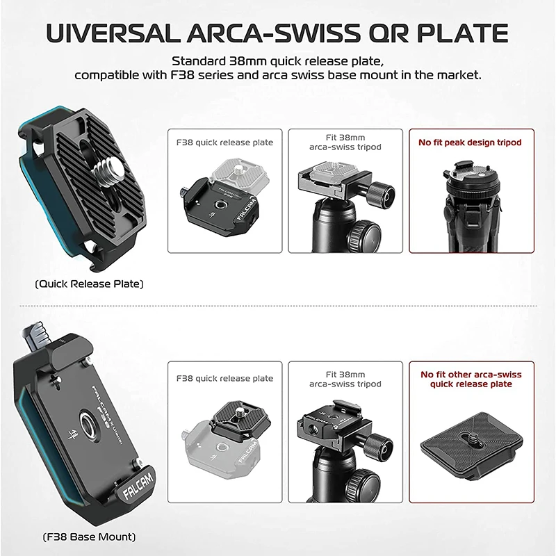 Ulanzi FALCAM F38 Universal DSLR Camera Gimbal Arca Swiss Quick Release Plate Clamp Quick Switch Tripod Slider Mount Adapter — view 2