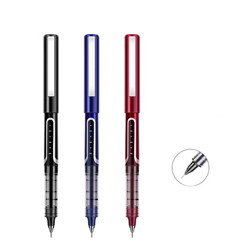 DELI S657 Straight Liquid Neutral Pen 0.5mm Gel Pen Black Blue Red Ink School Office Stationery 12PCS