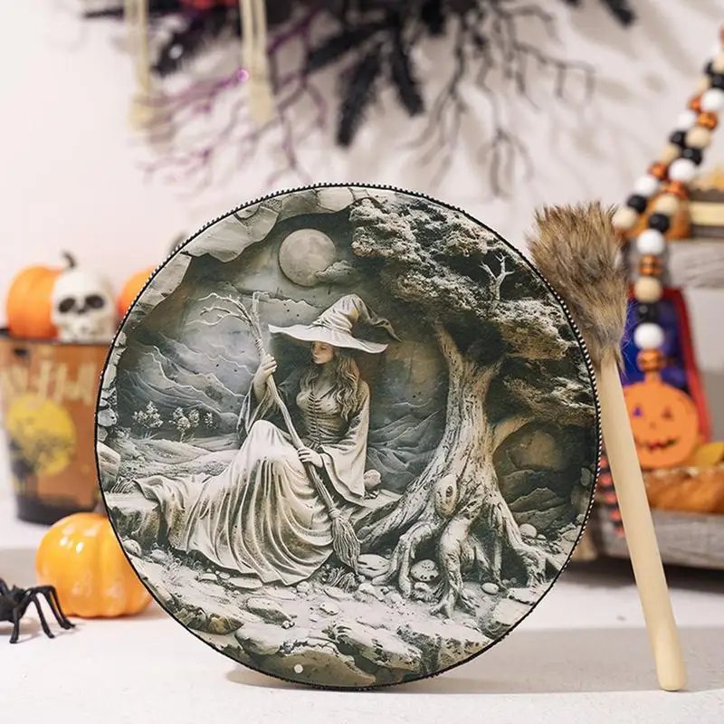 Halloween Shamanic Drum Unique Shaman Drum Creative Spiritual Instrument Horror Decoration Hand With Stick For