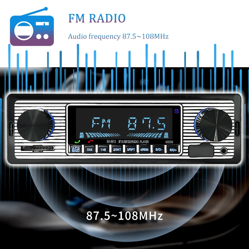 Car Audio Radio 1din Bluetooth FM Receiver MP3 Stereo Player 12V ISO Power With