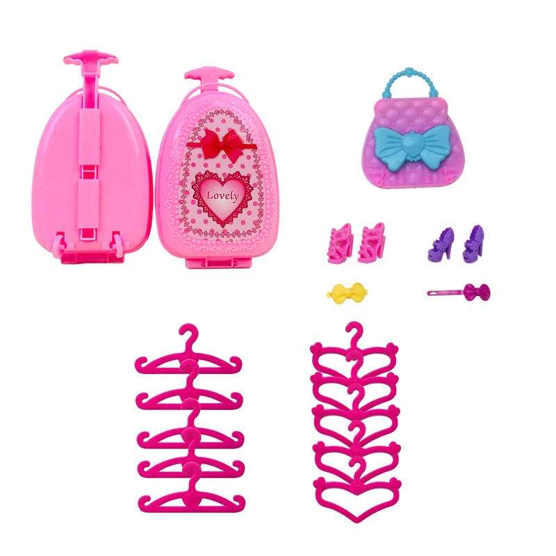 

New Arrive Fashion Doll Accessories 30cm Kids Toys 16 Items/Lots Suitcase Outdoors Kits For Doll DIY Games Christmas Presents