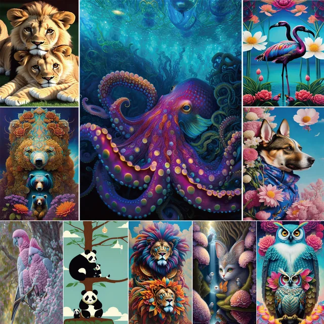 Animal Cute Printed Canvas Cross-Stitch Embroidery Kit