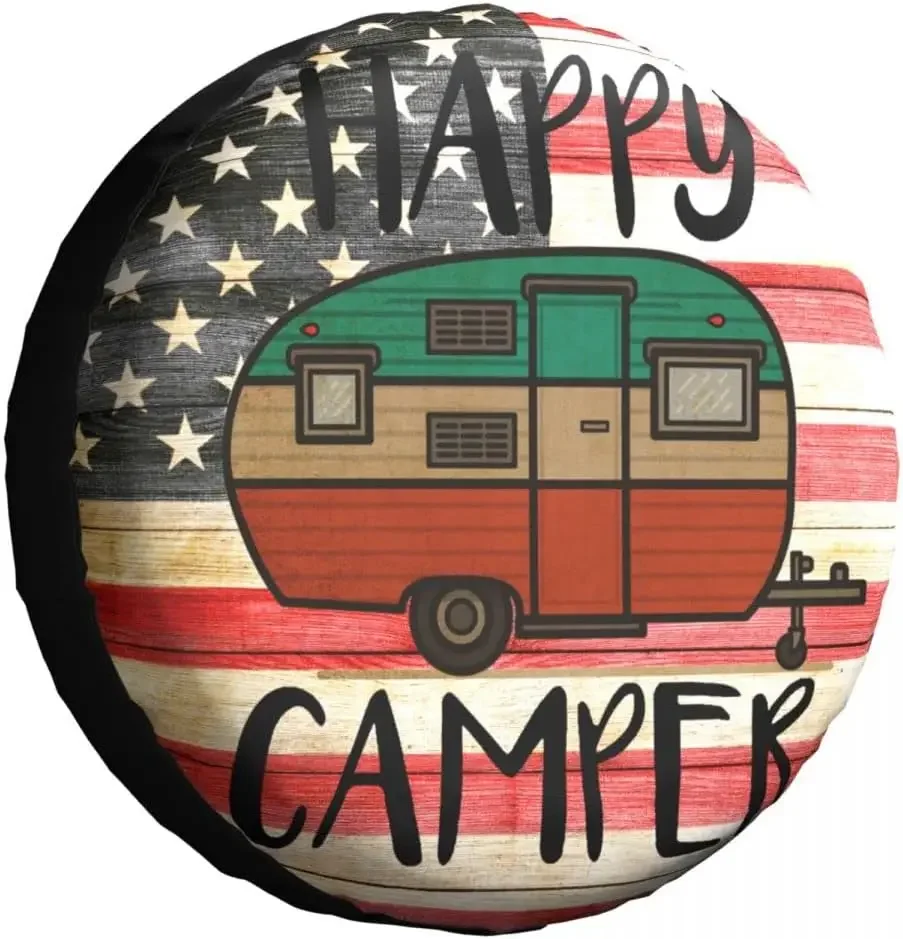 Copertura Universale Per Ruota Di Scorta Happy Camper: Tessuto Impermeabile, Per Rimorchi, Camper, SUV, 16 Pollici - 3