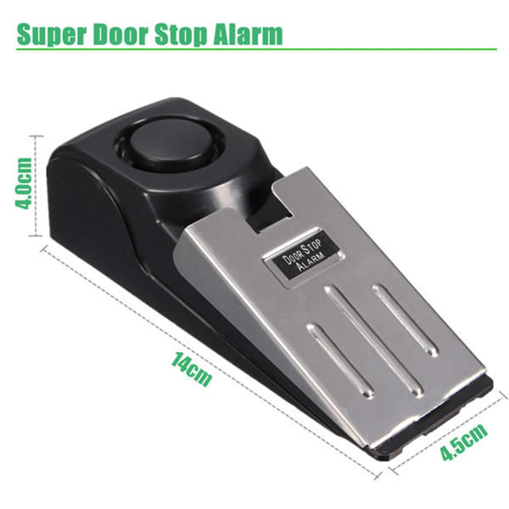 125DB Wireless Door Stop Alarm Stainless Steel 3 Sensitivity Level Sensor Wedge-shaped Portable Home Travel Security
