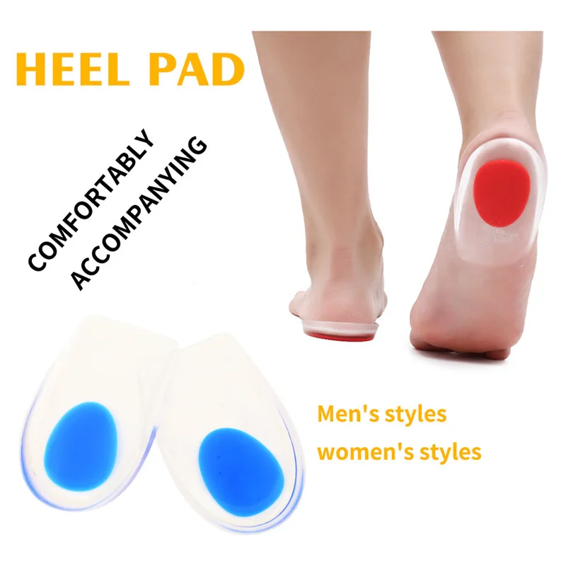 Silicone Heel Cups Insole for Men Women Heel Pad Gel Soft Insole Sports Shock Absorbing Shoe Pad Height Increase Inserts 1 Pair shoe insoles shoe heel pads