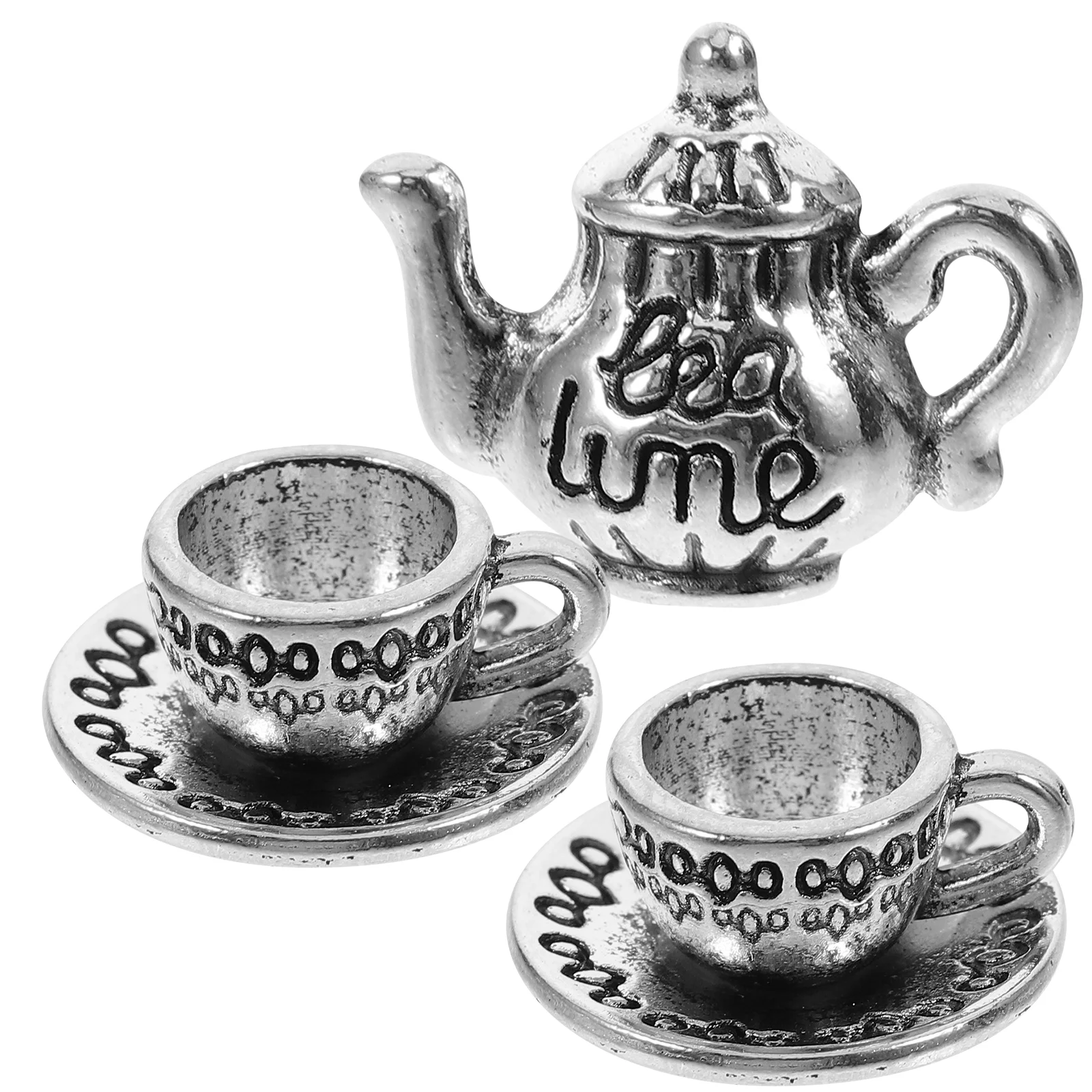 Mini Metal Teapot Coffee Kettle Pretend Play Accessories Miniature Cup Tiny House Cups Cosplay Toys Alloy Role Playset Utensils
