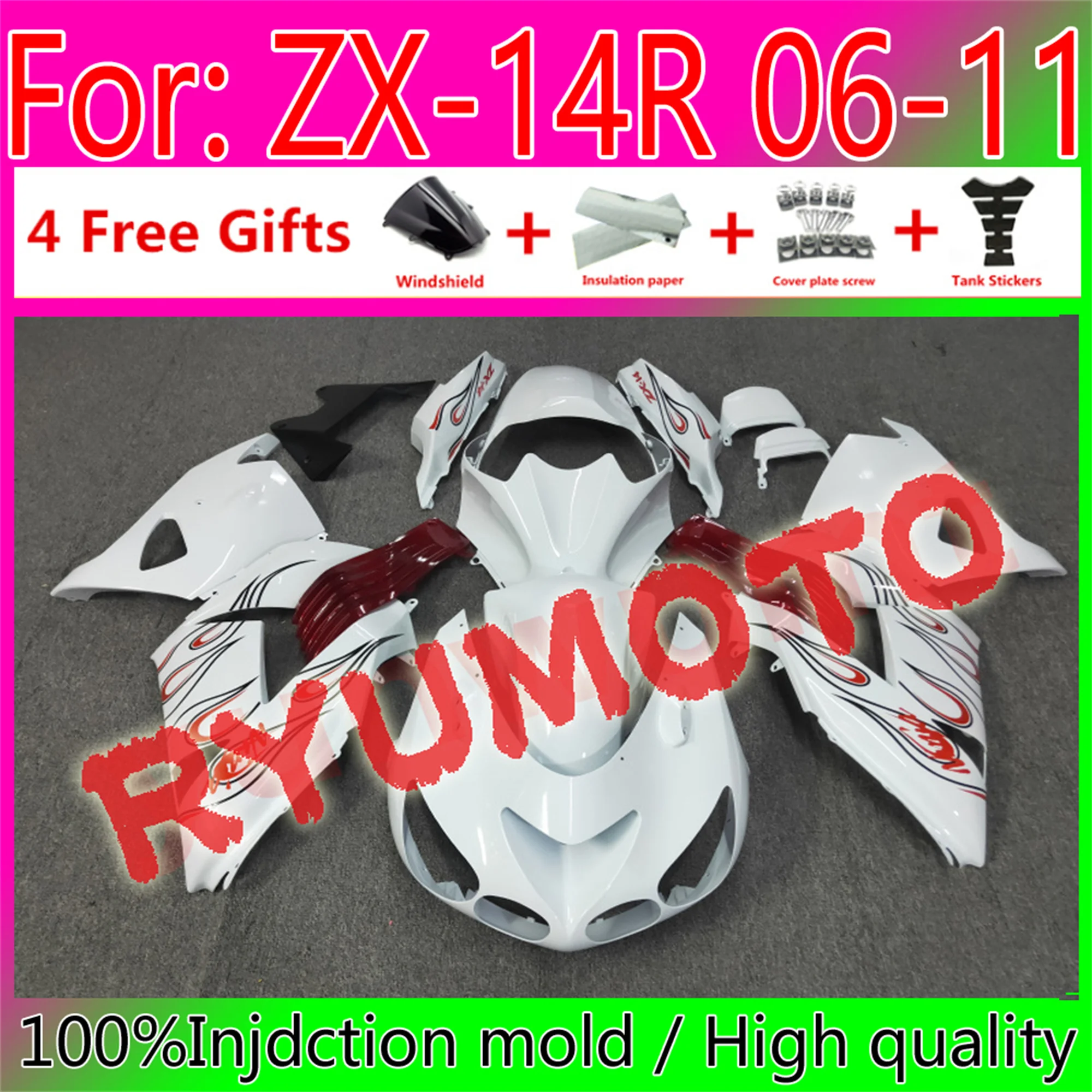 

Motorcycle ABS Bodywork Fairings For Kawasaki ZX14R 06 07 08 09 10 11 ZZ-R1400 ZX-14R 2006 2009 2011 Fairing