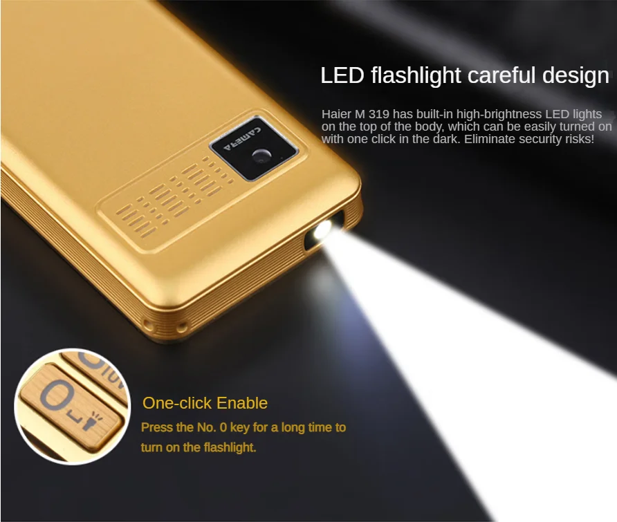 Haier M319 Push Button Mobile Phone Metal Frame 2.4" Dual Sim Bluetooth Flashlight MP3 Radio Camera BigHorn Cheap Cellphone 6