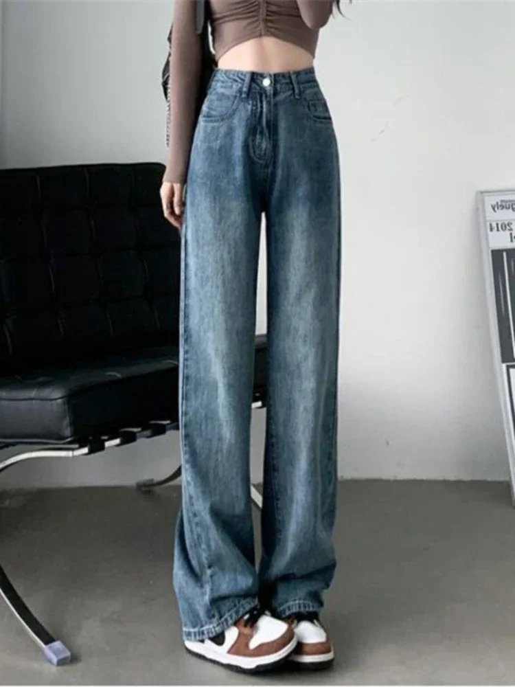 

High-waisted Wide-legged Pants Female Hundred Loose Korean Straight Thin Falling Fashion Spring and Summer Jeans New Baggy Pants