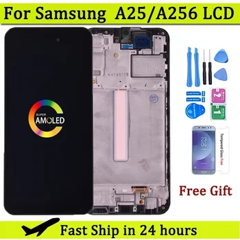 Super AMOLED pour Samsung A25 A256 LCD avec cadre écran tactile numériseur pour Samsung A25 A256B A256E A256U LCD
