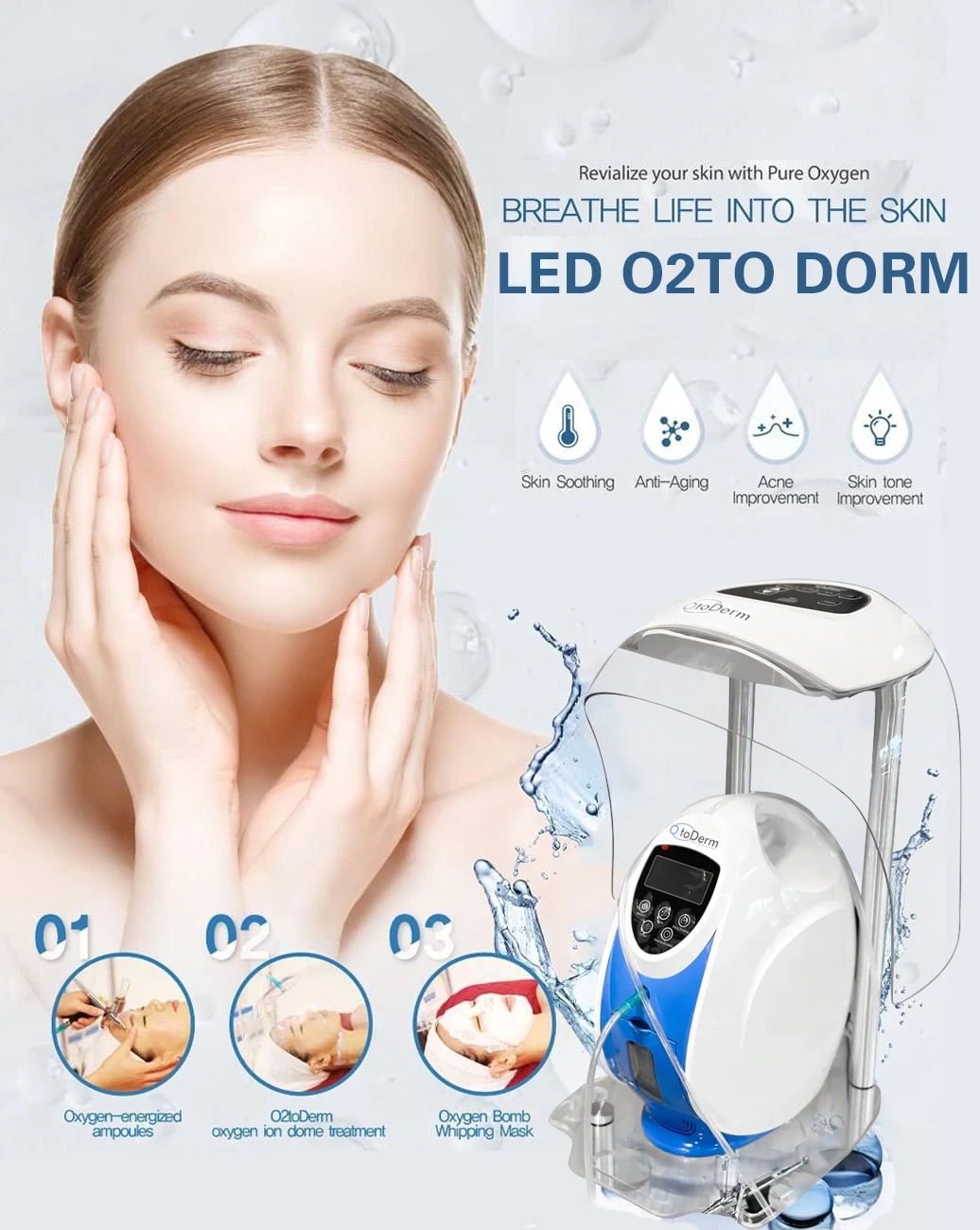 韓国7色led O2toderm酸素治療顔スプレーガンledドームマスク抗