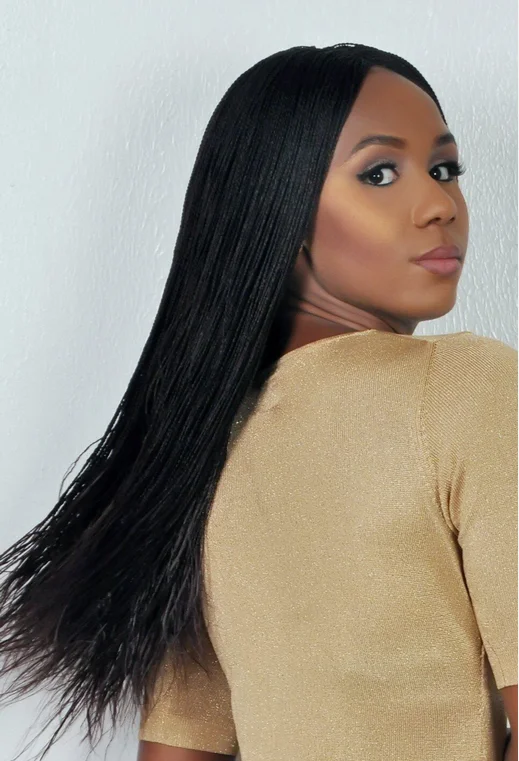 Micro Braided Afro Wigs Small hair Wig 22 Inches Synthetic Hand Braided Wigs