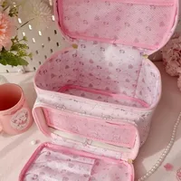 Sac à main de grande capacité en cuir PU de forme carrée, trousse de maquillage, trousse de toilette portable, sac de détermination, mode 2