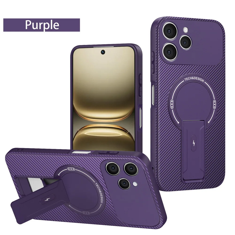 Carbon Fiber Invisible Stand Holder with Built-in Magnetic Ring Case
