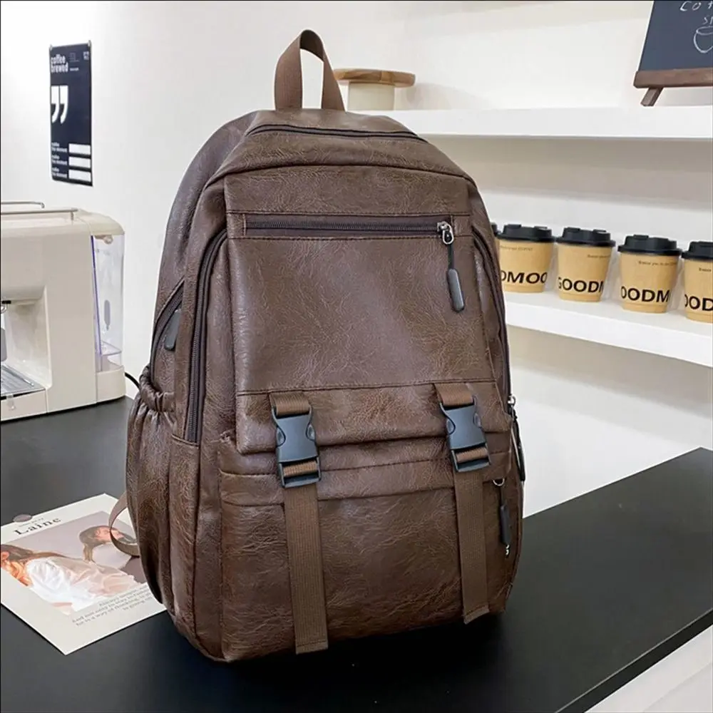 Fashion Pu Leather Backpack Breathable Multifunction School Bag Large Capacity Casual School Rucksack College 2