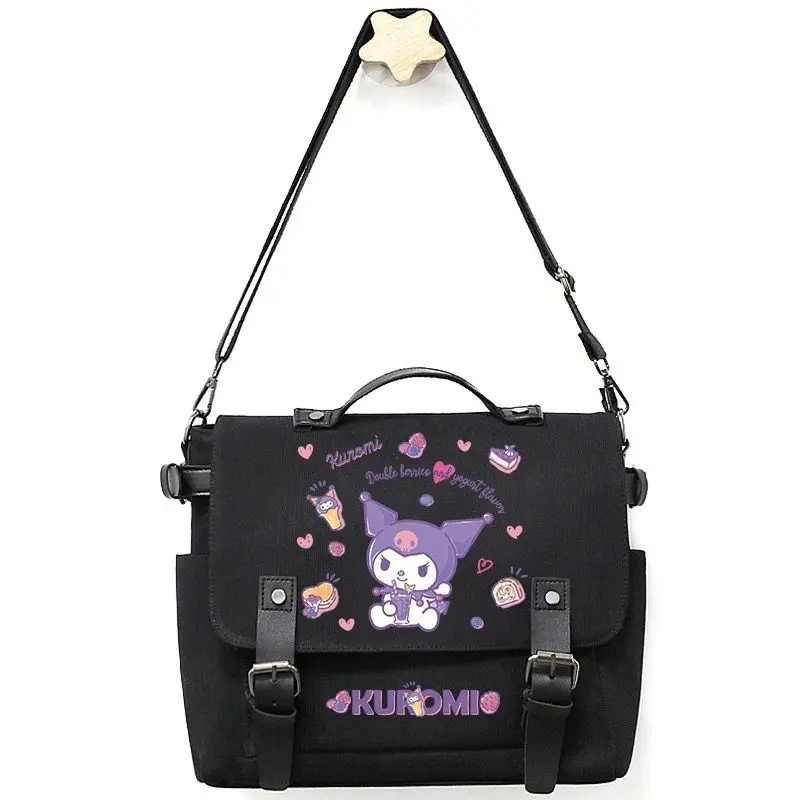 

Сумка через плечо MINISO Sanrio с принтом аниме Kuromi, Брезентовая саквояж на молнии с мультяшным принтом для женщин, Подарочная Студенческая Сумочка на плечо