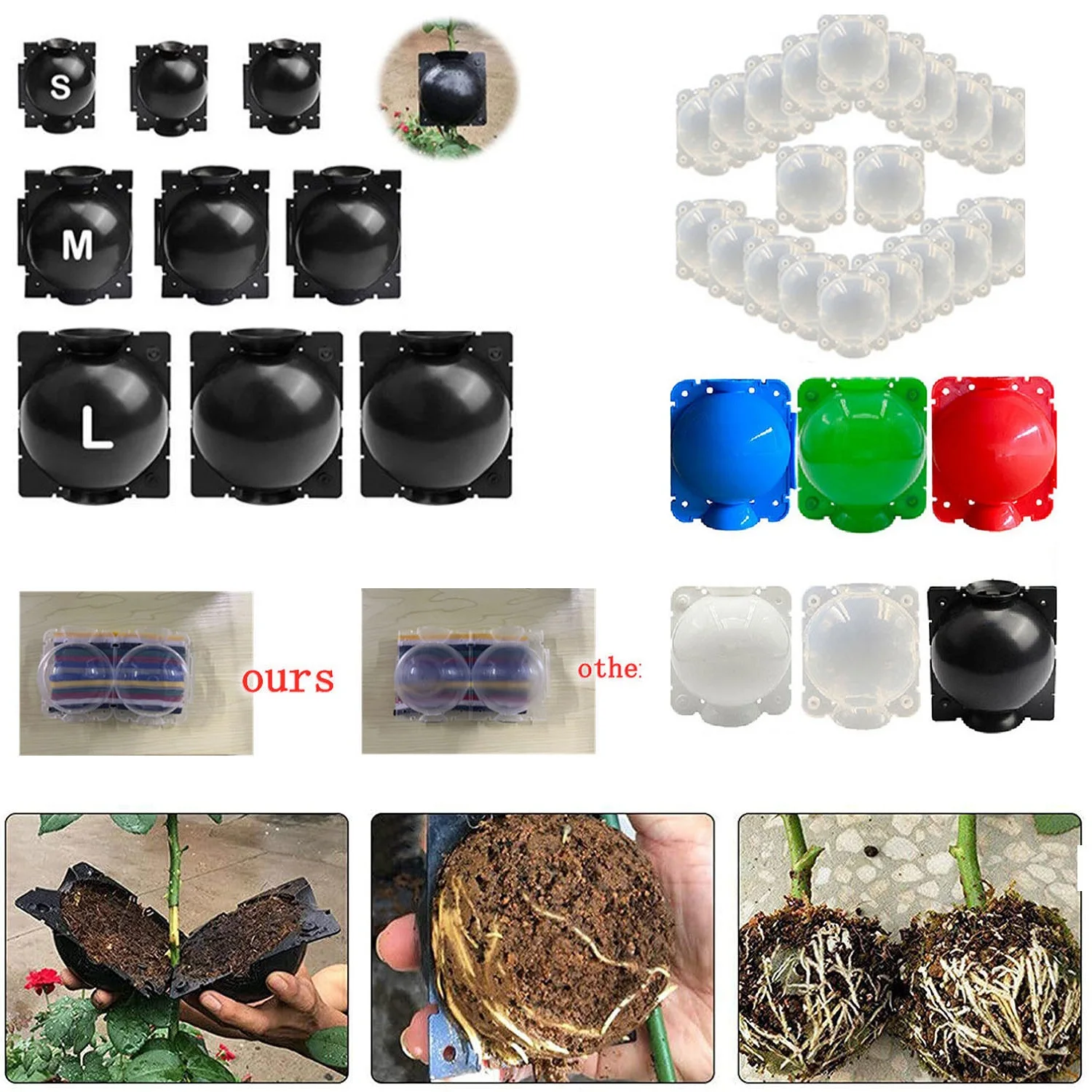 Plant Rooting Ball S-L High Pressure Graft Breeding Case Nursery Box Propagation Plant Root Pot Garden Accessories plant rooting pot