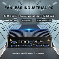 Fanless Industrial IoT Mini PC i7-5500U Windows Linux 6x COM-RS232 1x RS485 Adjustable 2x 2.5G Ethernet SIM Slot Mini PCIe Slot 2