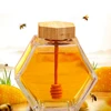 Hexagonal Glass Honey Bottle with Wooden  Pot Stirring Rod Sealing Clear Jam Jar Kitchen Home Storage 220ML/380ML 1